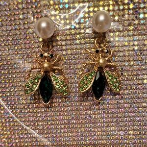 Emerald Green Wasp Earrings